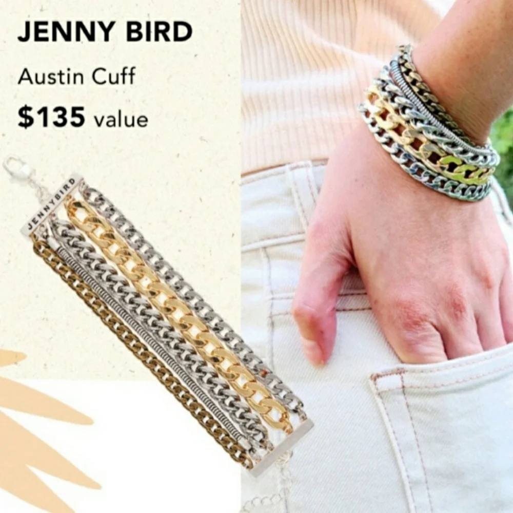 5-in-1 mixed metals bracelet Jenny Bird Austin Cuff with OG pouch - Picture 2 of 11